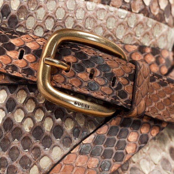 Gucci SS/15 Runway Biscotto & Taffy Python Buckled Knee-High Boots - Picture 11 of 15